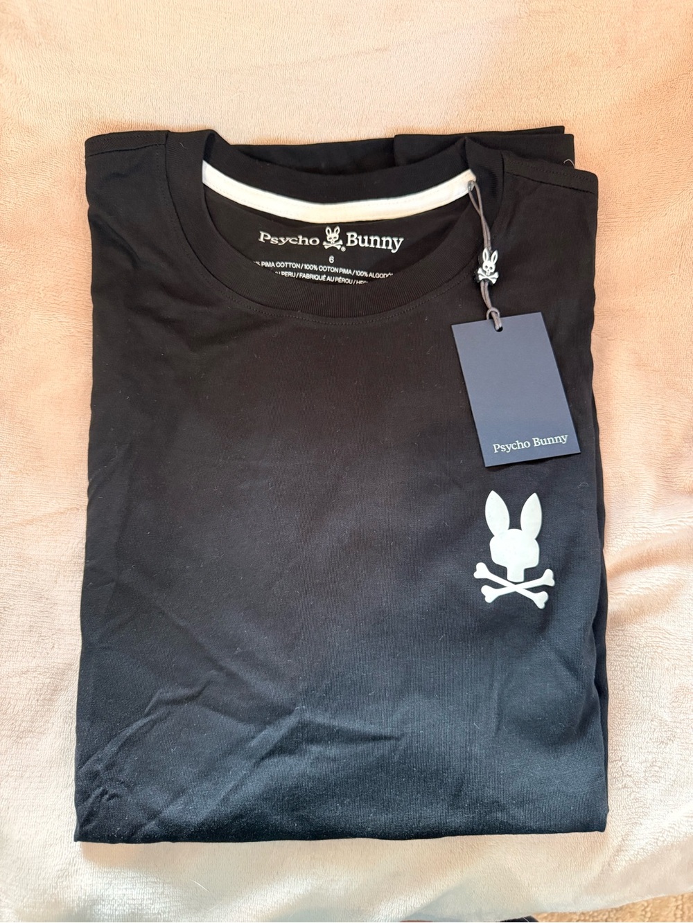 Psycho Bunny Black Short-Sleeve Tee with White Logo